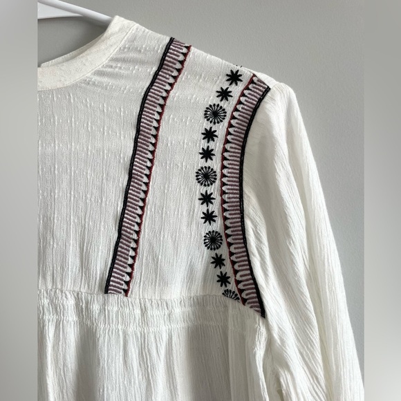M&S White Bohemian Hippie Flowy Long Sleeve Blouse Embroidered - Picture 3 of 15